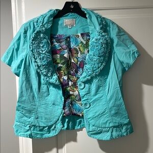 Alberto Malaki - Turquoise Top or Blazer with Butterfly Lining.  Adorable!